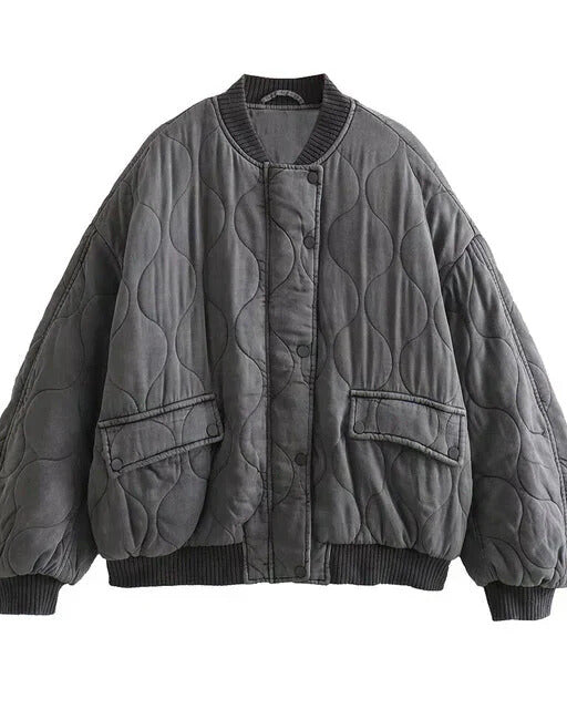 Quilted Oversized Bomber Jacket
