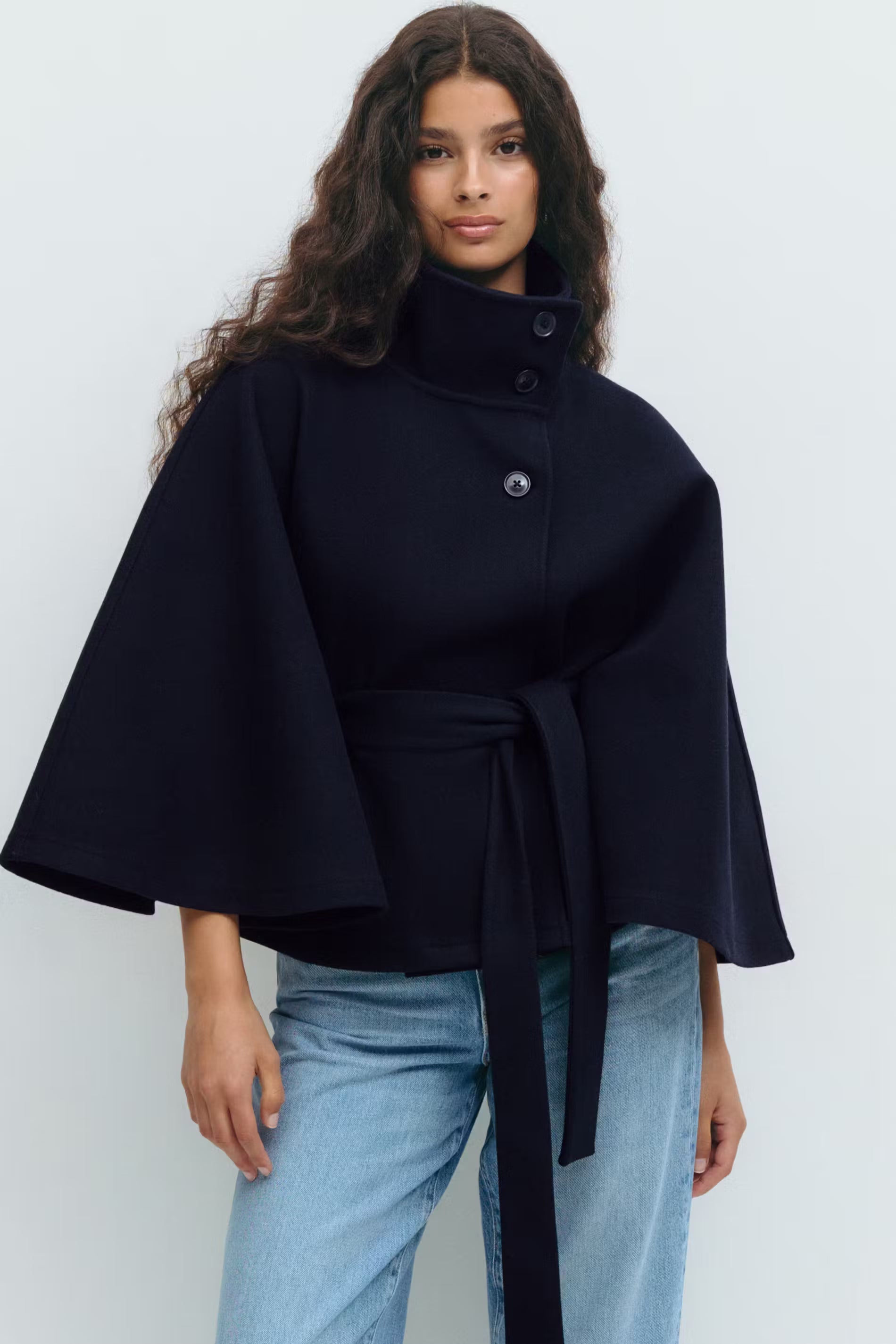NORVIAS | Elegant Cape Coat with Belt