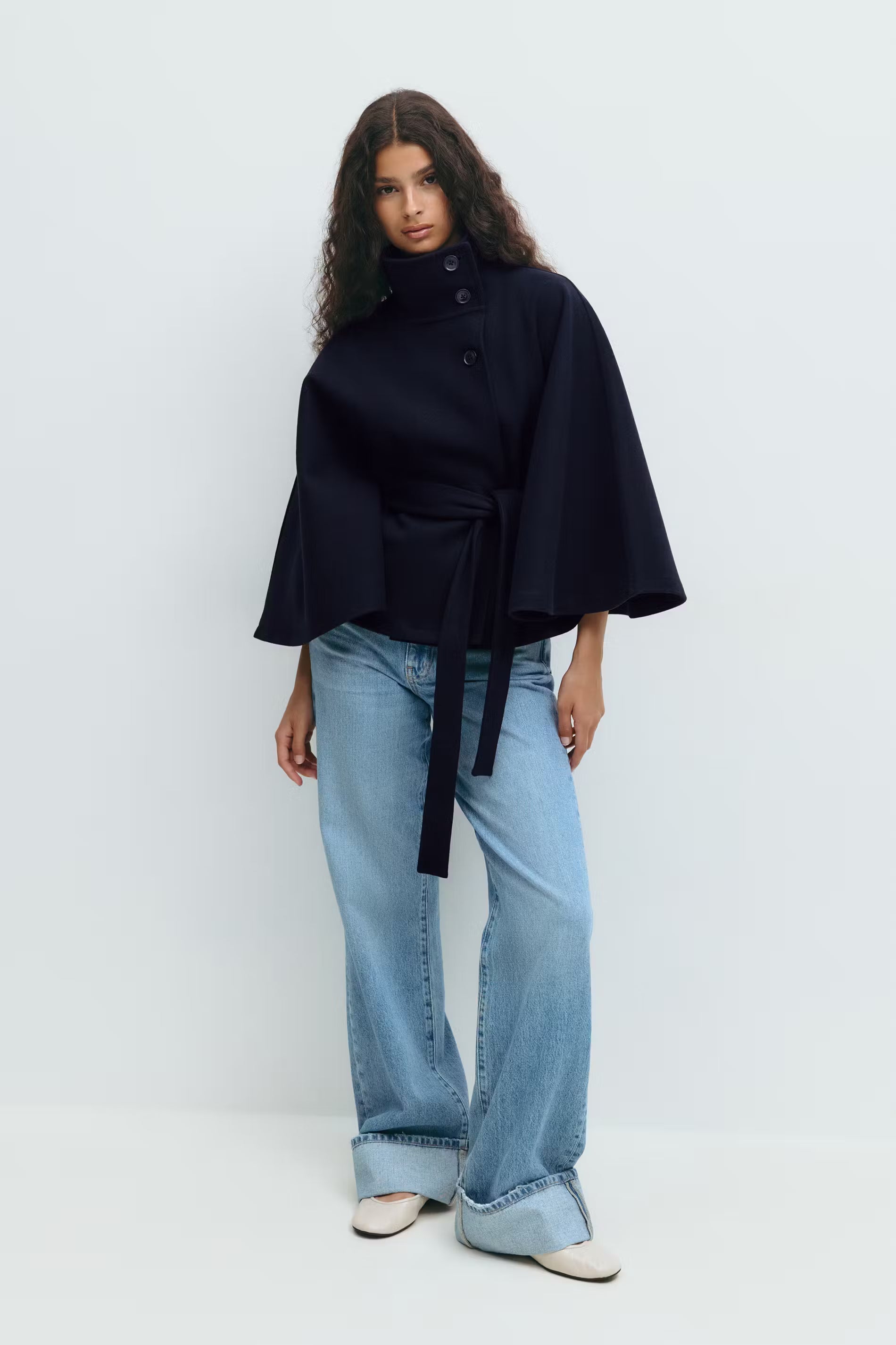 NORVIAS | Elegant Cape Coat with Belt