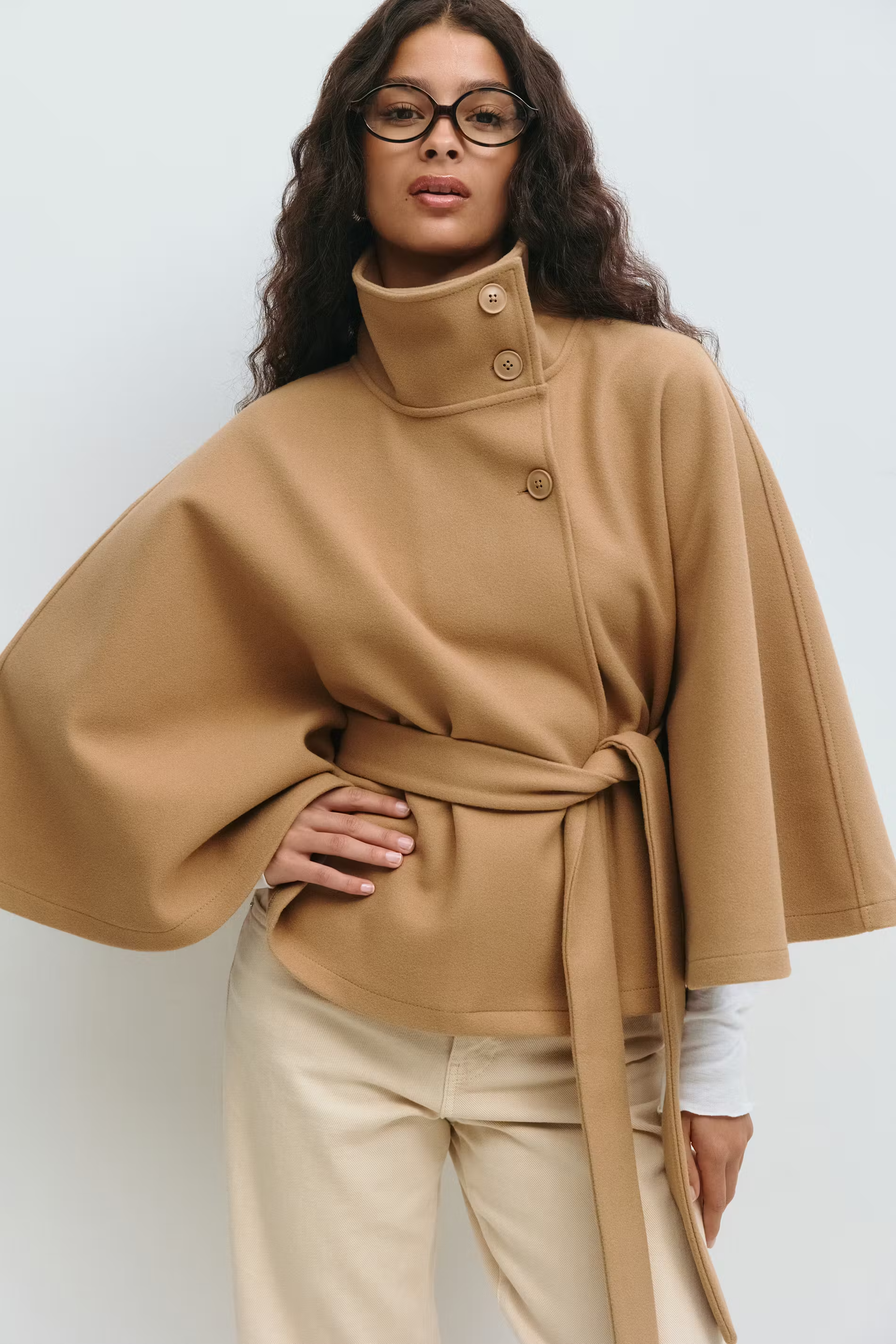 NORVIAS | Elegant Cape Coat with Belt