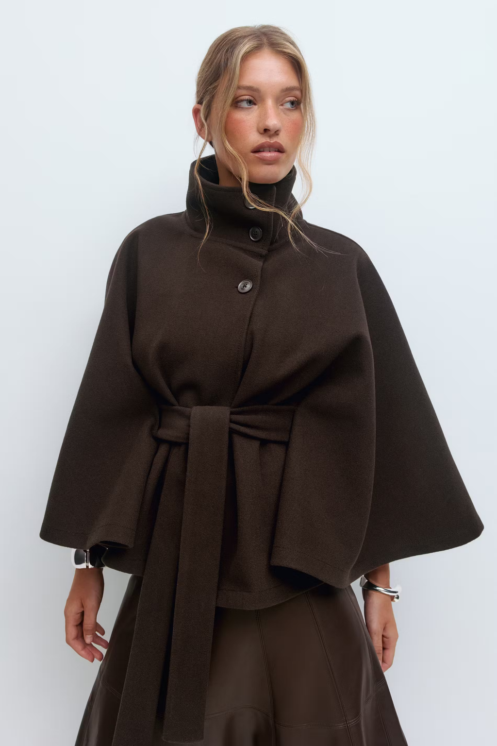 NORVIAS | Elegant Cape Coat with Belt