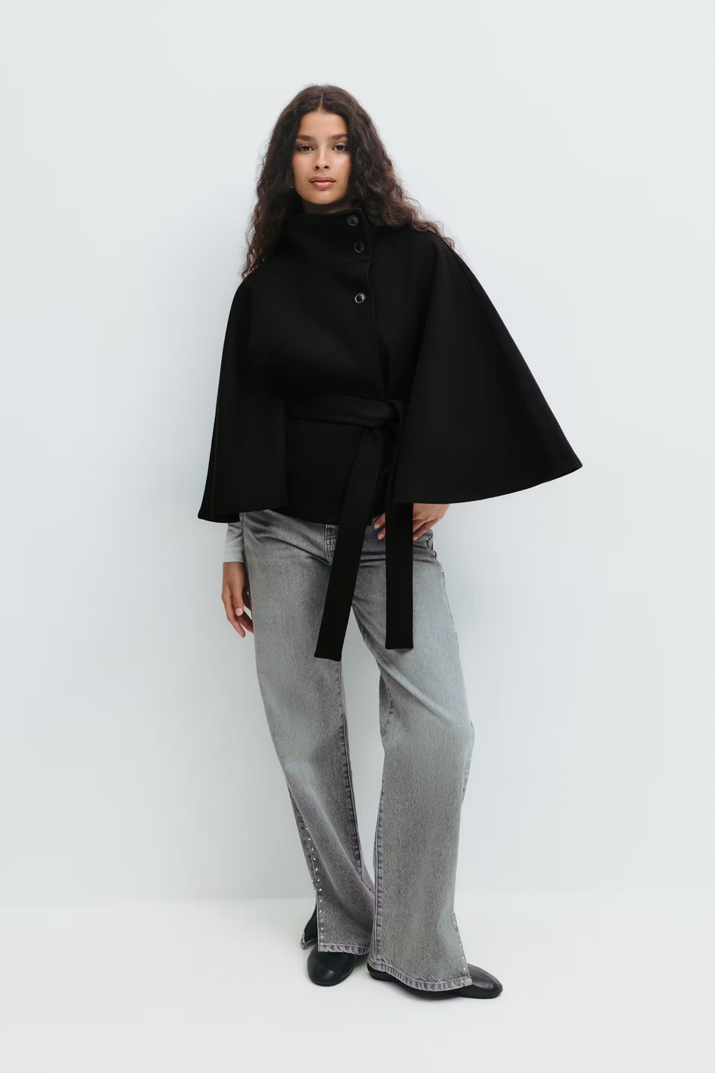 NORVIAS | Elegant Cape Coat with Belt