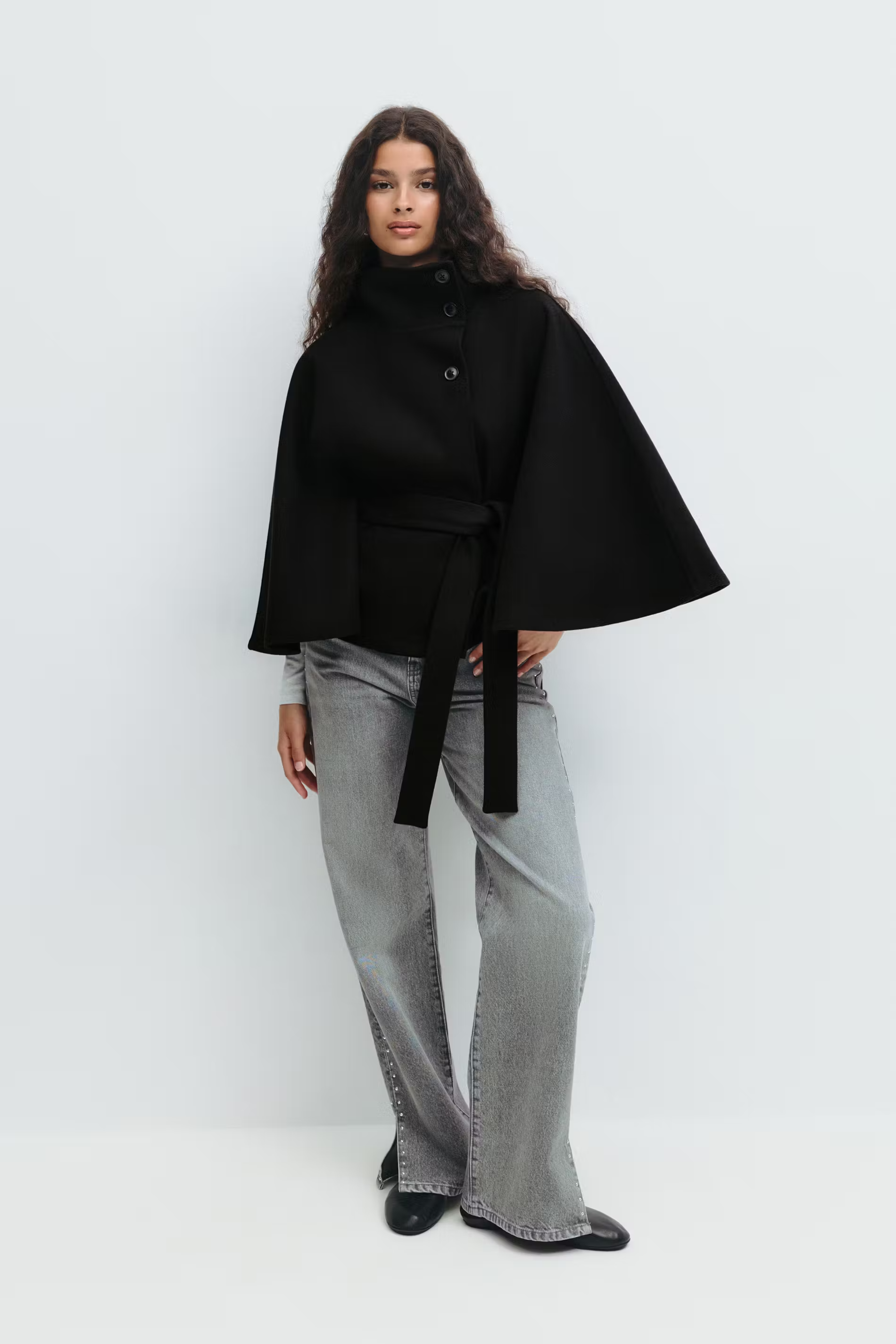 NORVIAS | Elegant Cape Coat with Belt