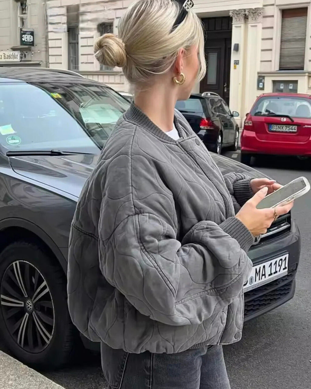 Quilted Oversized Bomber Jacket