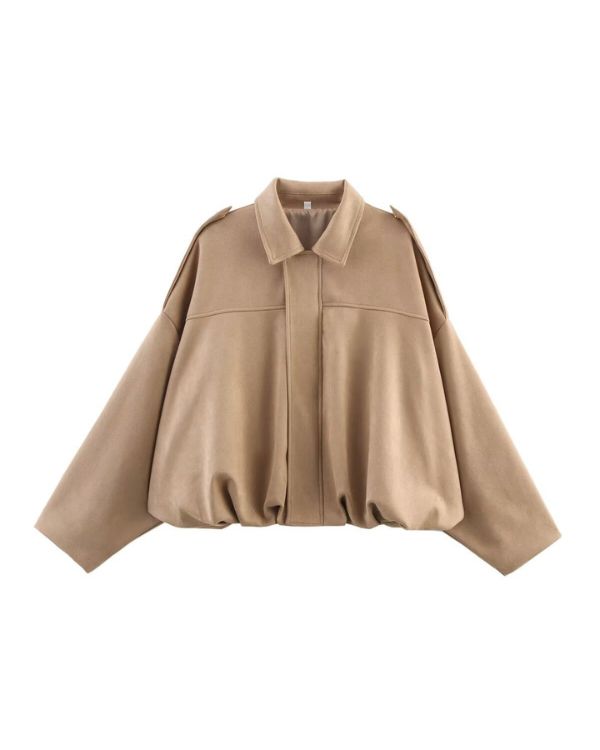 NORVIAS | Faux Velour Bomber Jacket