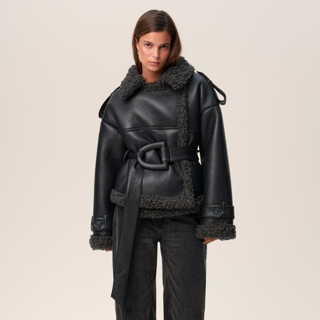 NORVIAS | Belted Shearling Coat