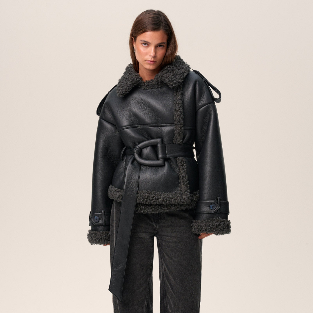 NORVIAS | Belted Shearling Coat
