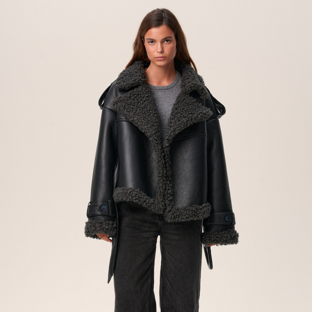 NORVIAS | Belted Shearling Coat