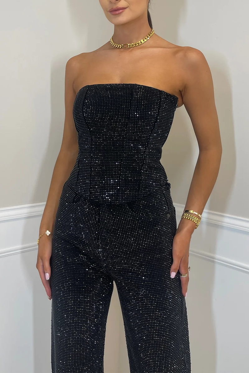 NORVIAS | Women's Off-Shoulder Diamond Pantsuit