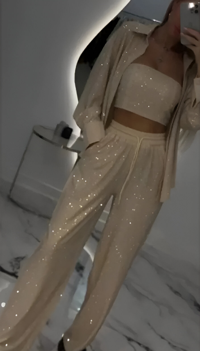 NORVIAS | Modern Sequins 3-Piece Lounge Set