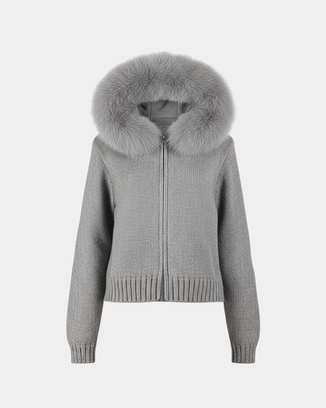 NORVIAS | Luxurious Knitted Coat with Faux Fur