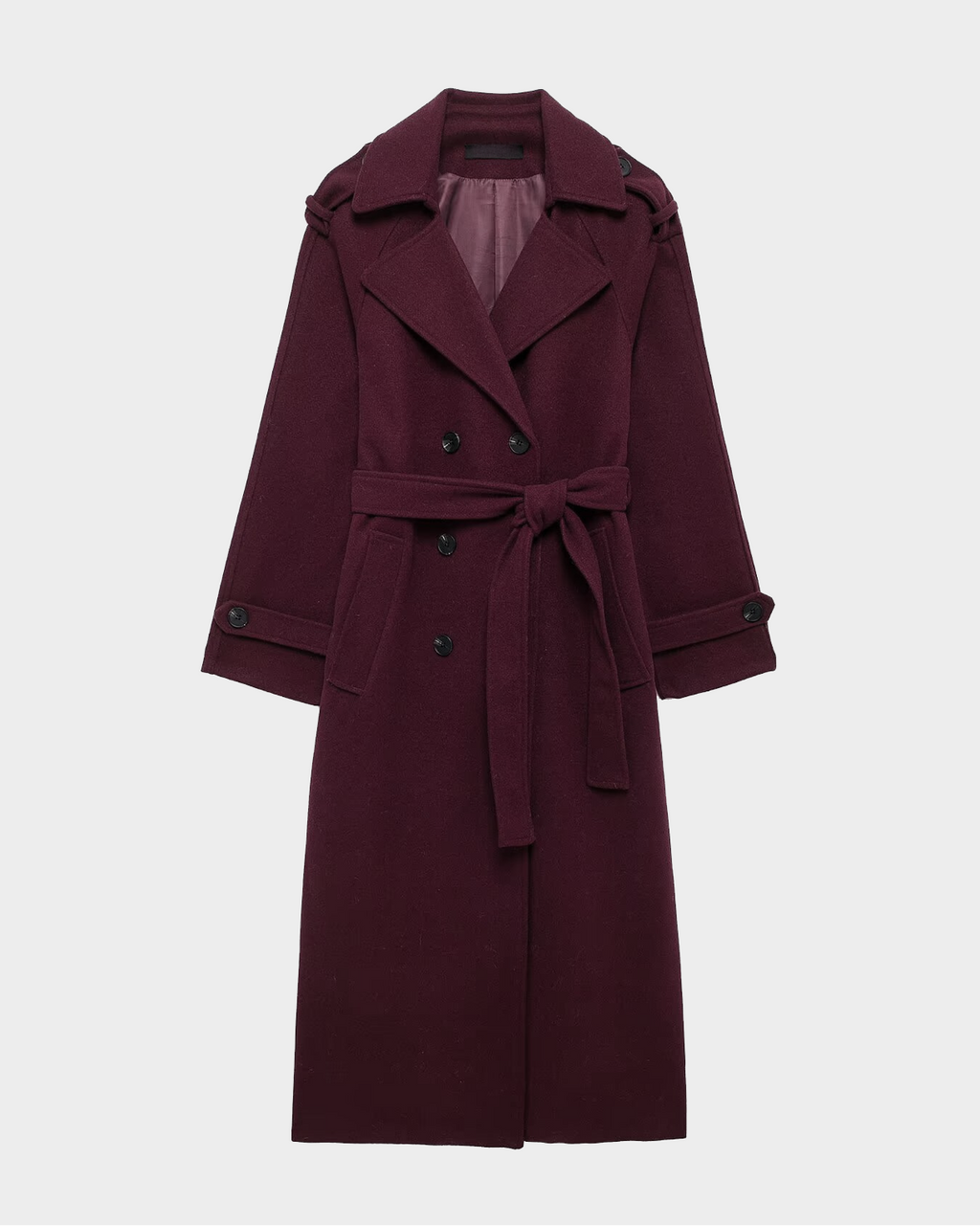 NORVIAS | Elegant Wine Red Trench Coat