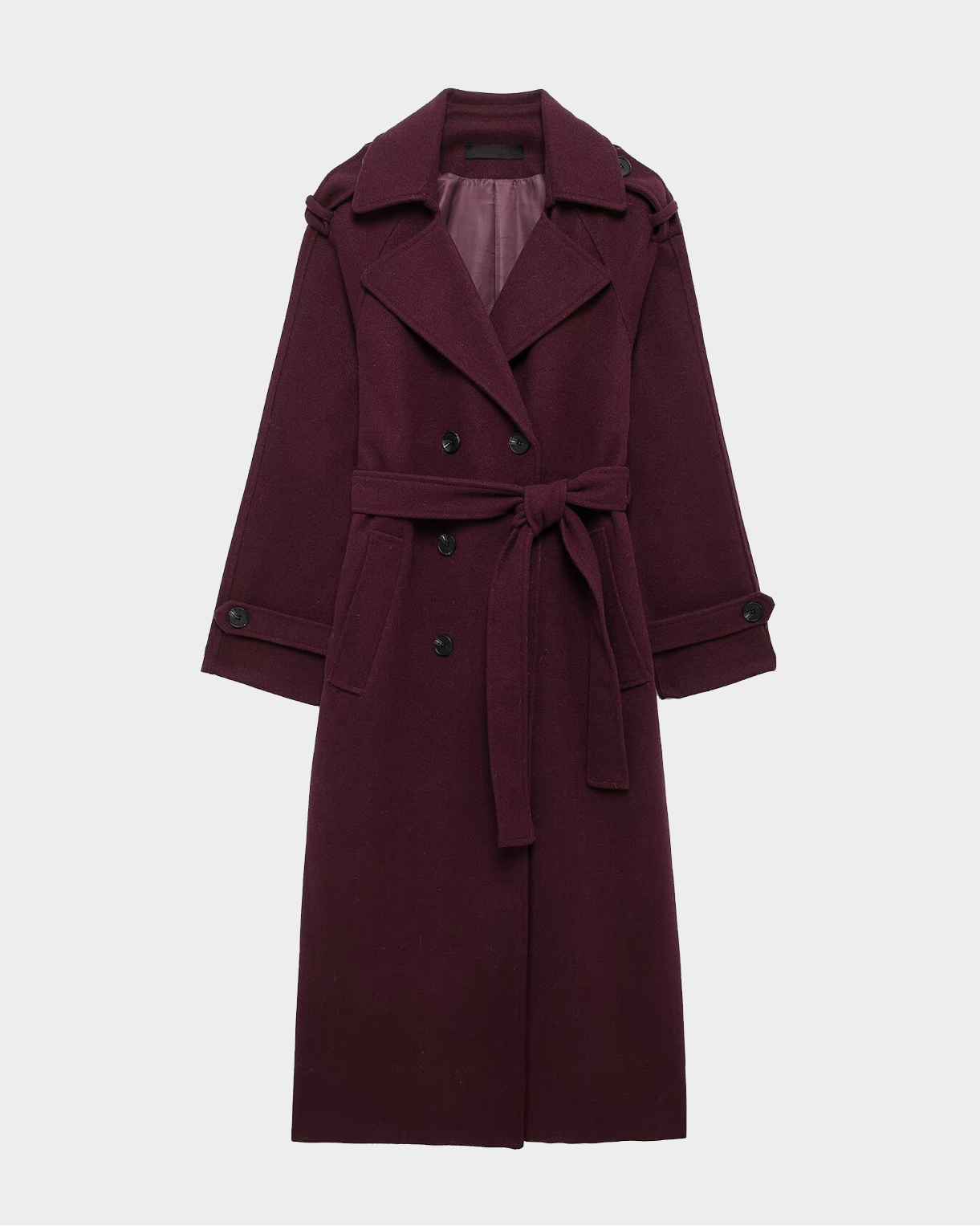NORVIAS | Elegant Wine Red Trench Coat