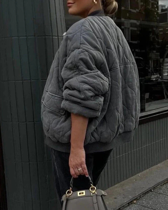 Quilted Oversized Bomber Jacket