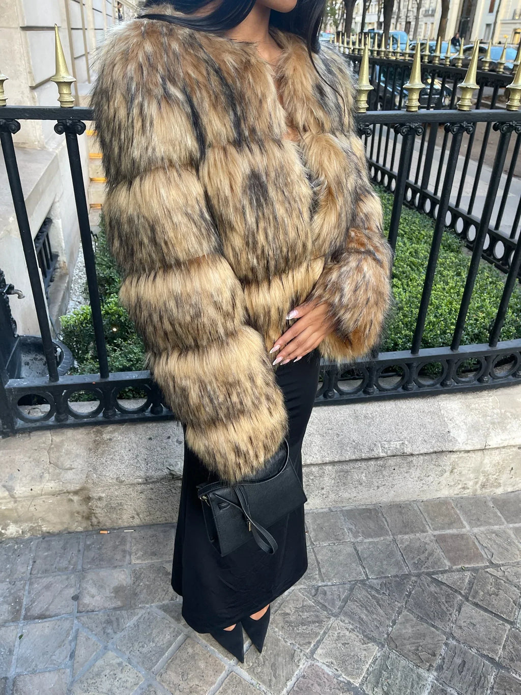 NORVIAS | Elegant Faux Fur Jacket