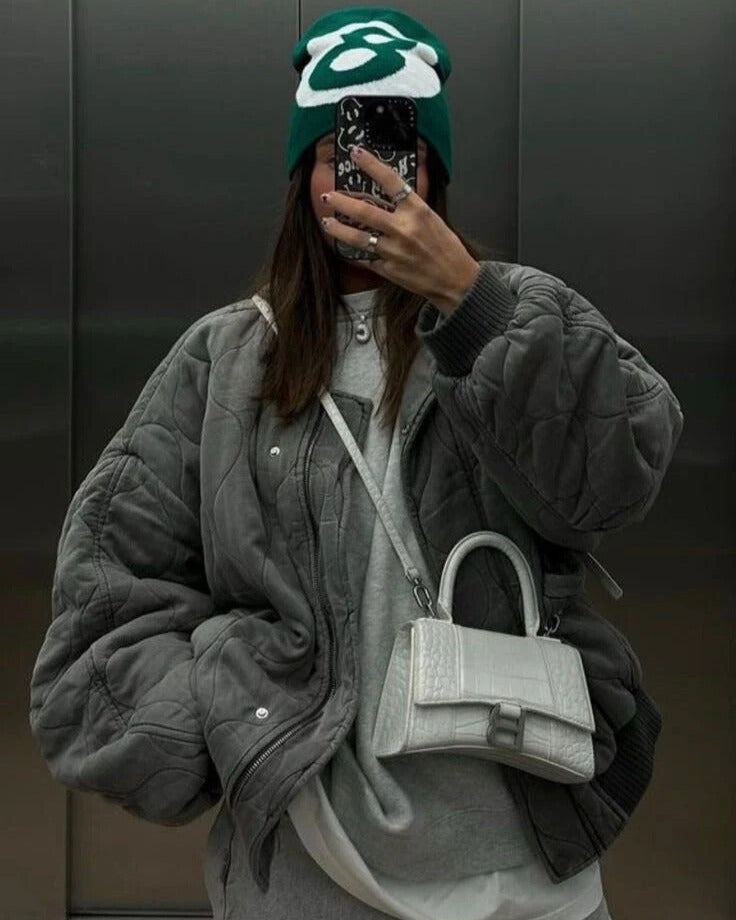 Quilted Oversized Bomber Jacket