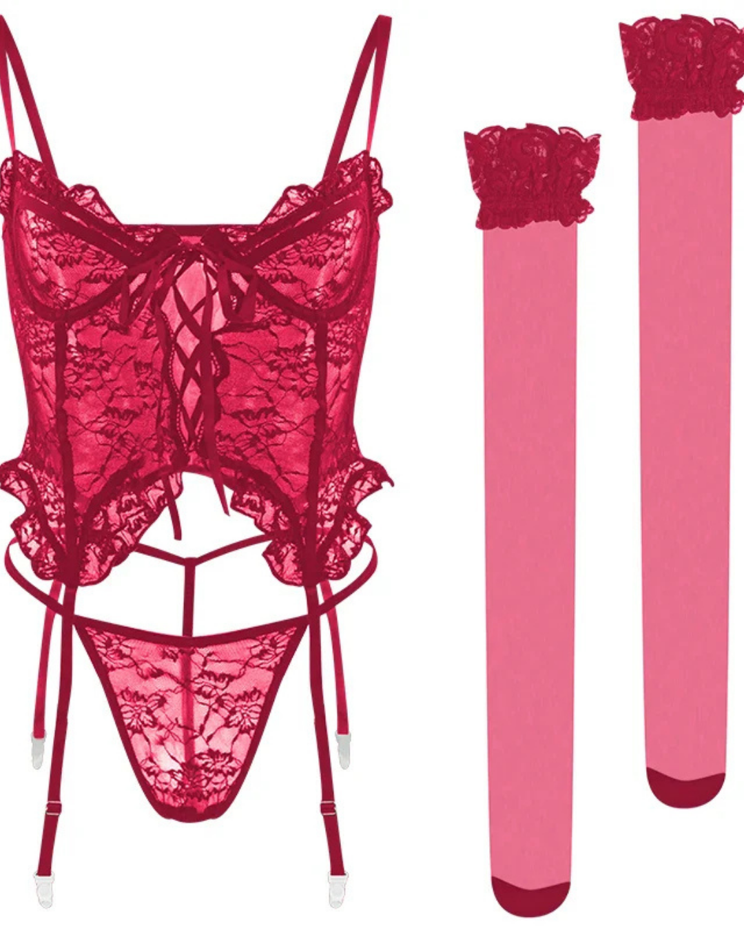 NORVIAS | 3-in-1 Lace Lingerie Set