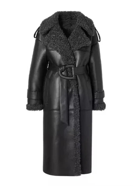 NORVIAS | Oversized Vegan Leather Coat