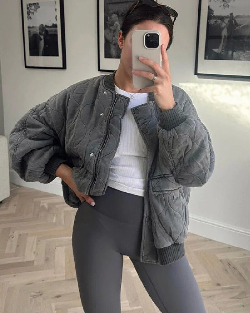 Quilted Oversized Bomber Jacket