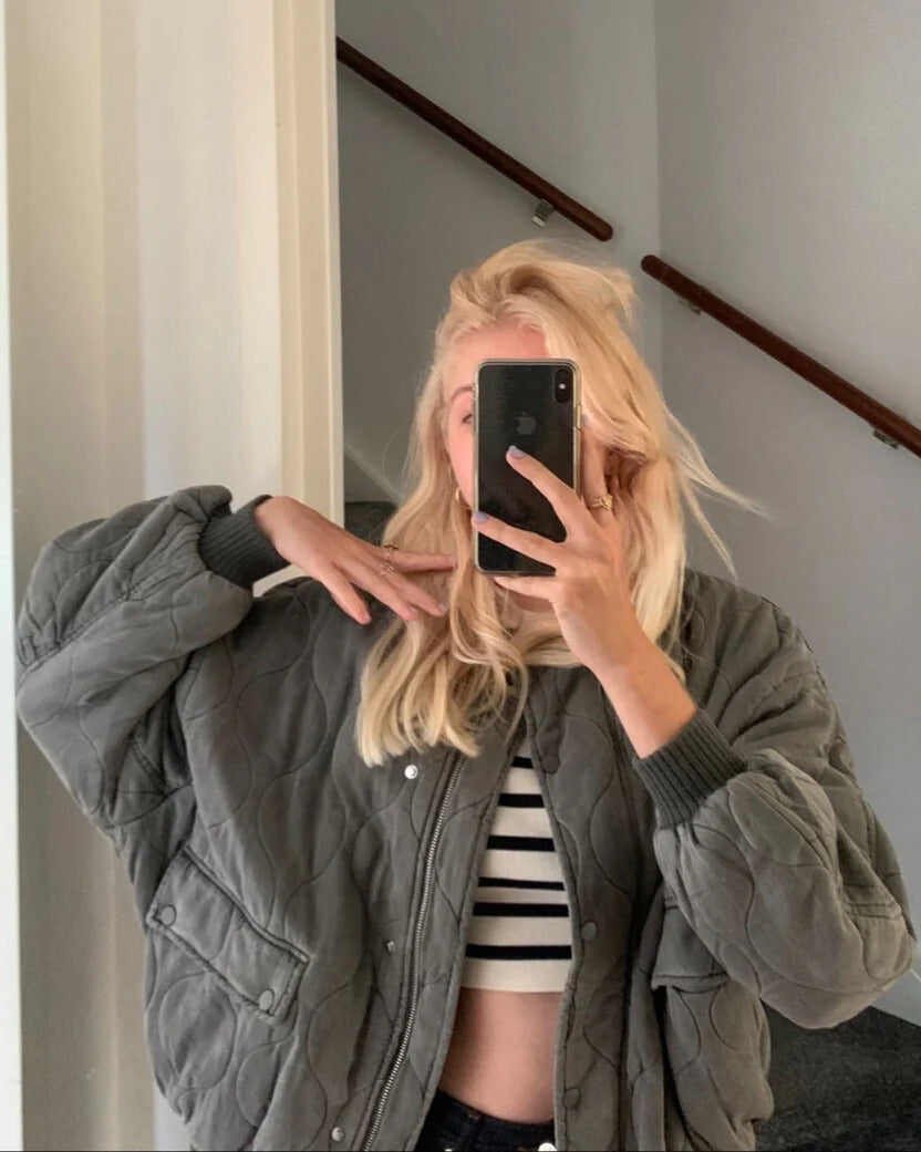 Quilted Oversized Bomber Jacket