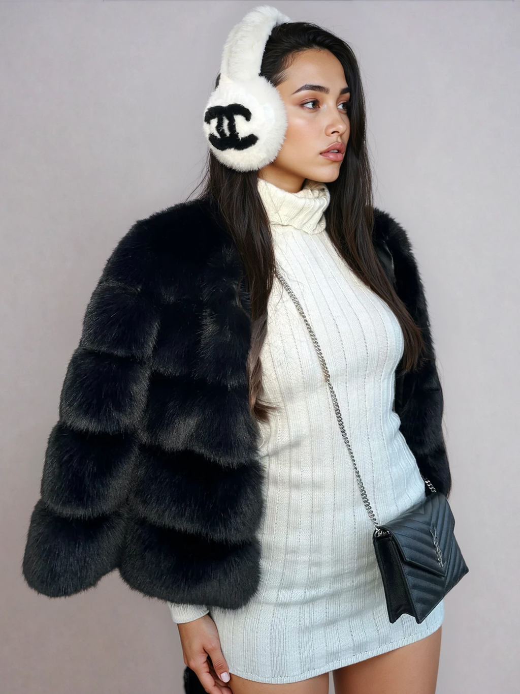 NORVIAS | Elegant Faux Fur Jacket