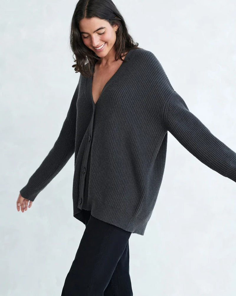 NORVIAS | Ribbed Cardigan with Buttons