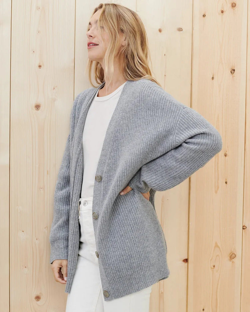 NORVIAS | Ribbed Cardigan with Buttons