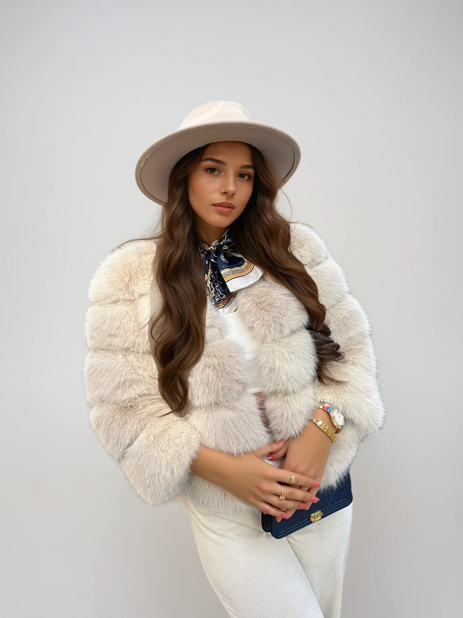 NORVIAS | Elegant Faux Fur Jacket