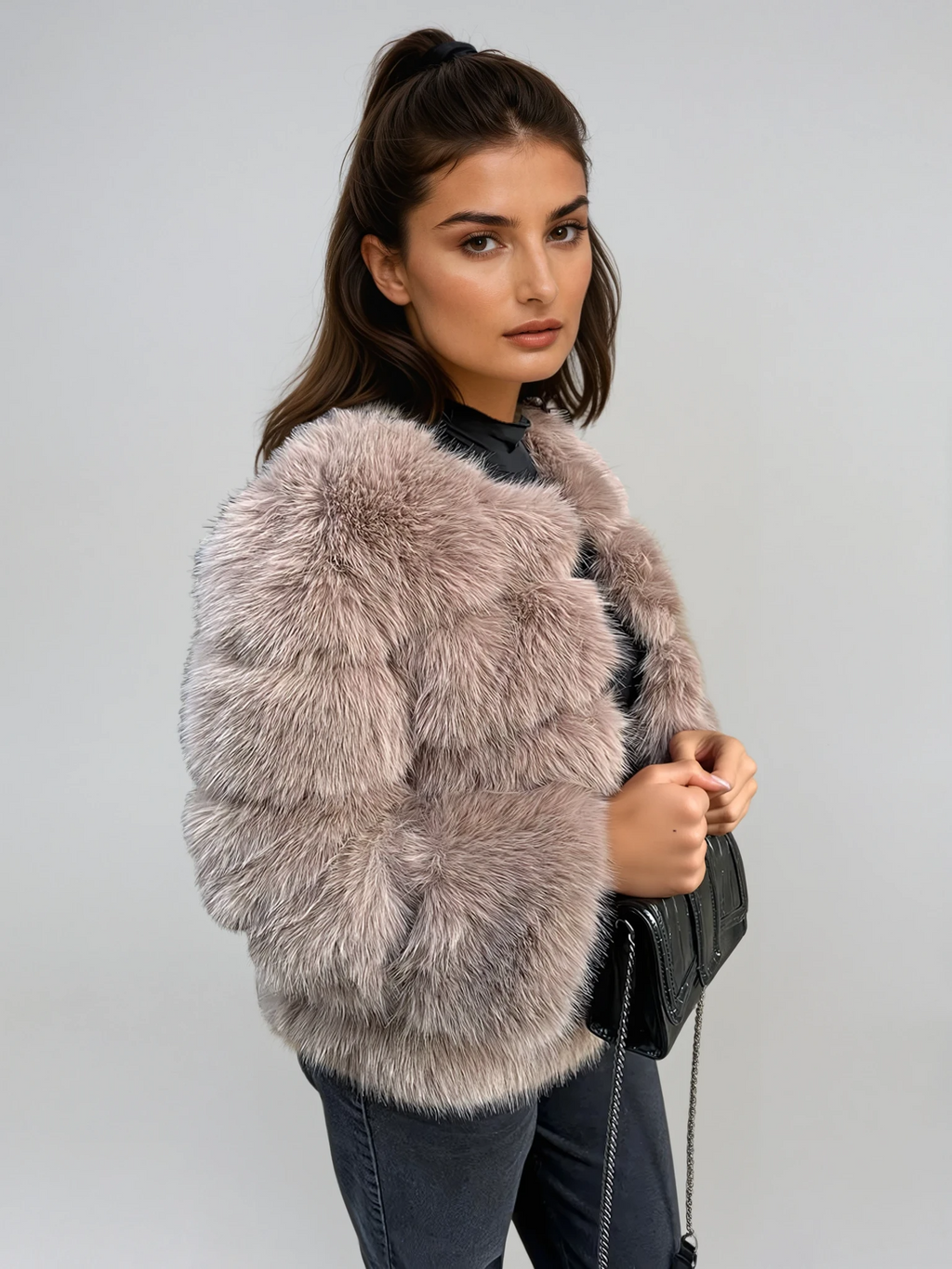 NORVIAS | Elegant Faux Fur Jacket