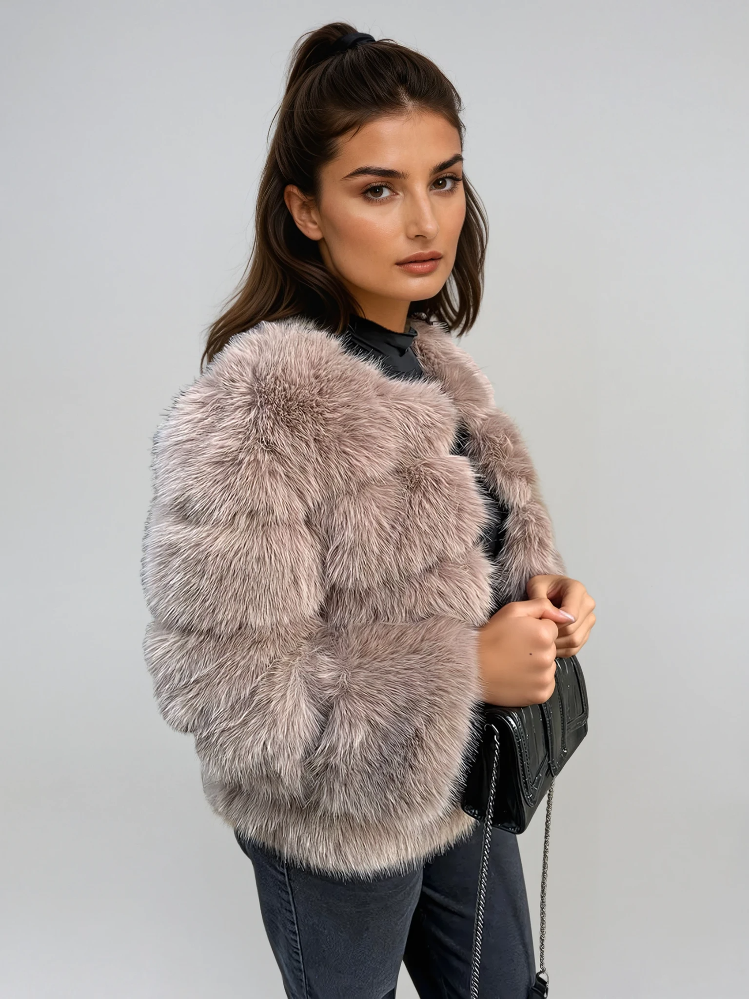 NORVIAS | Elegant Faux Fur Jacket