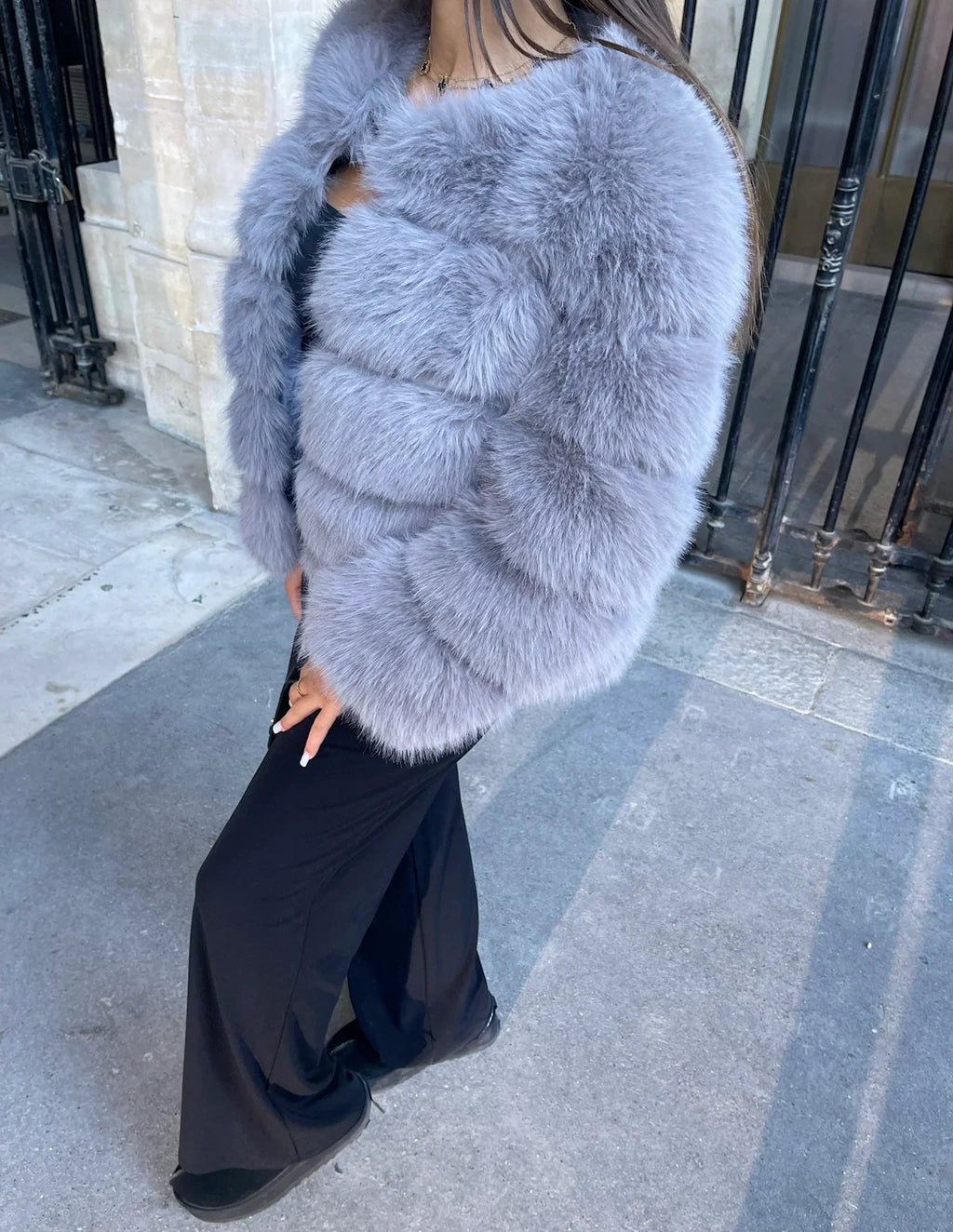 NORVIAS | Elegant Faux Fur Jacket