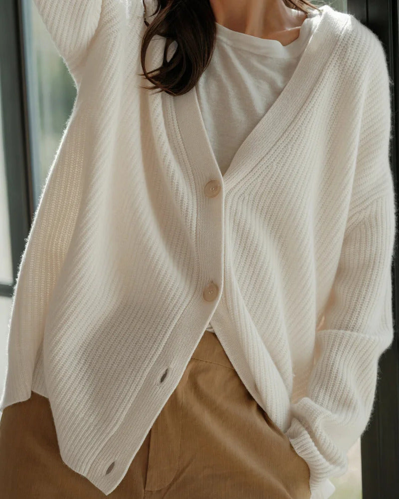 NORVIAS | Ribbed Cardigan with Buttons