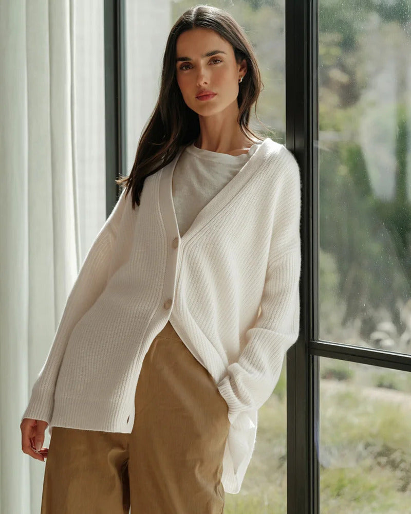 NORVIAS | Ribbed Cardigan with Buttons