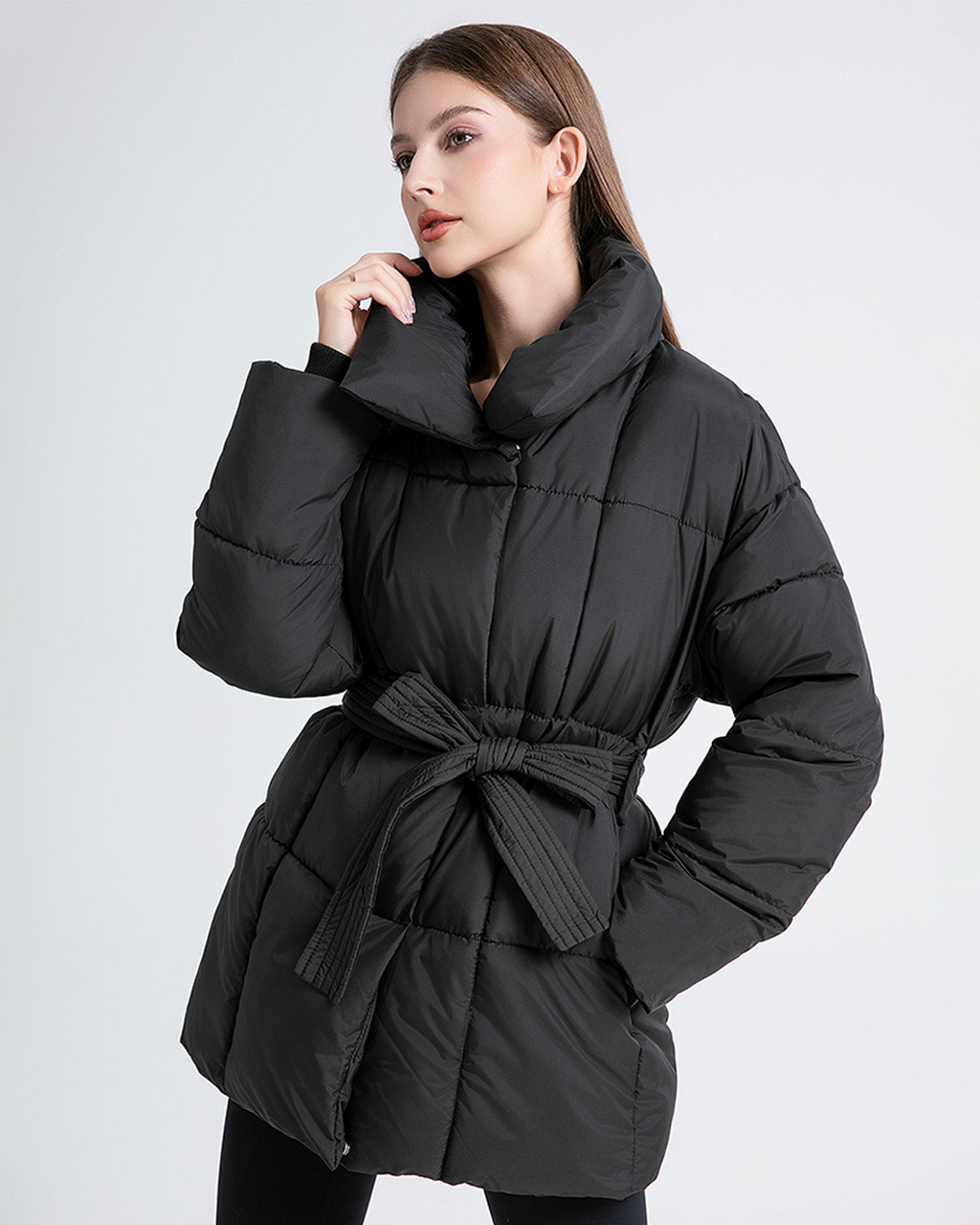 NORVIAS | Quilted Belted Jacket