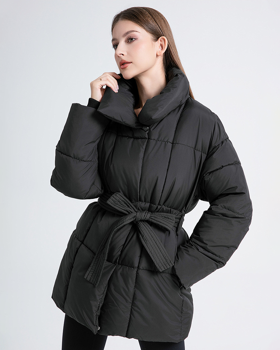 NORVIAS | Quilted Belted Jacket