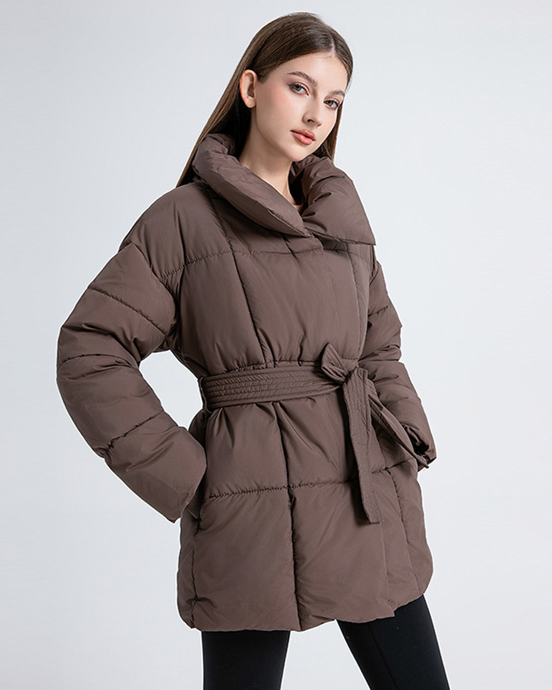 NORVIAS | Quilted Belted Jacket