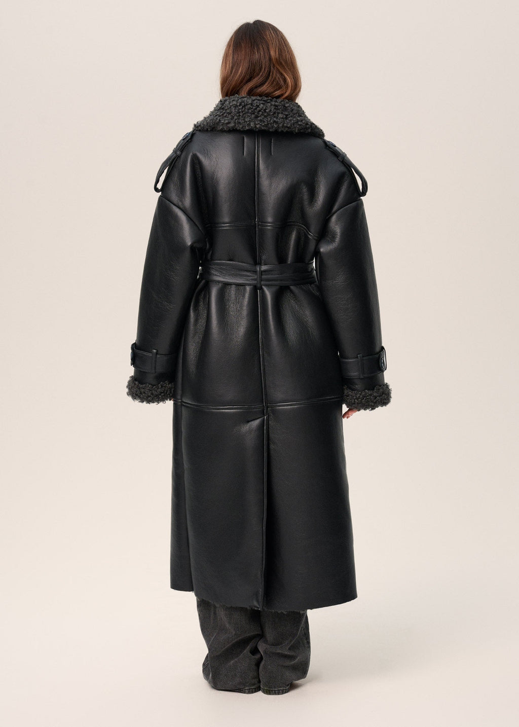 NORVIAS | Oversized Vegan Leather Coat