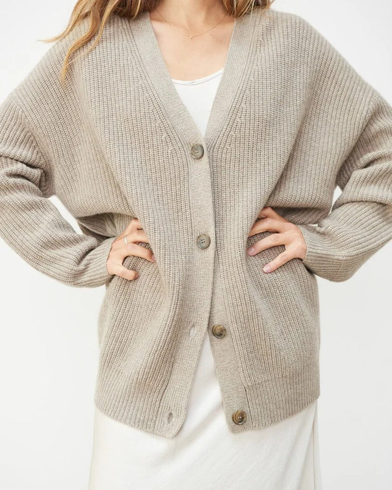 NORVIAS | Ribbed Cardigan with Buttons