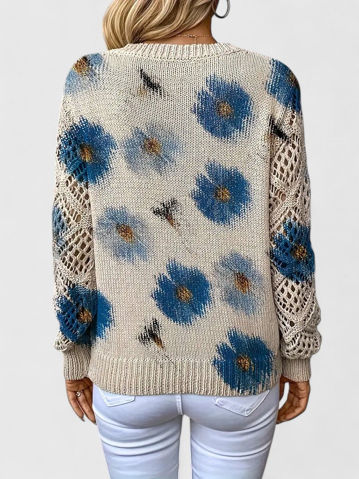 NORVIAS | Elegant Floral Knit Sweater