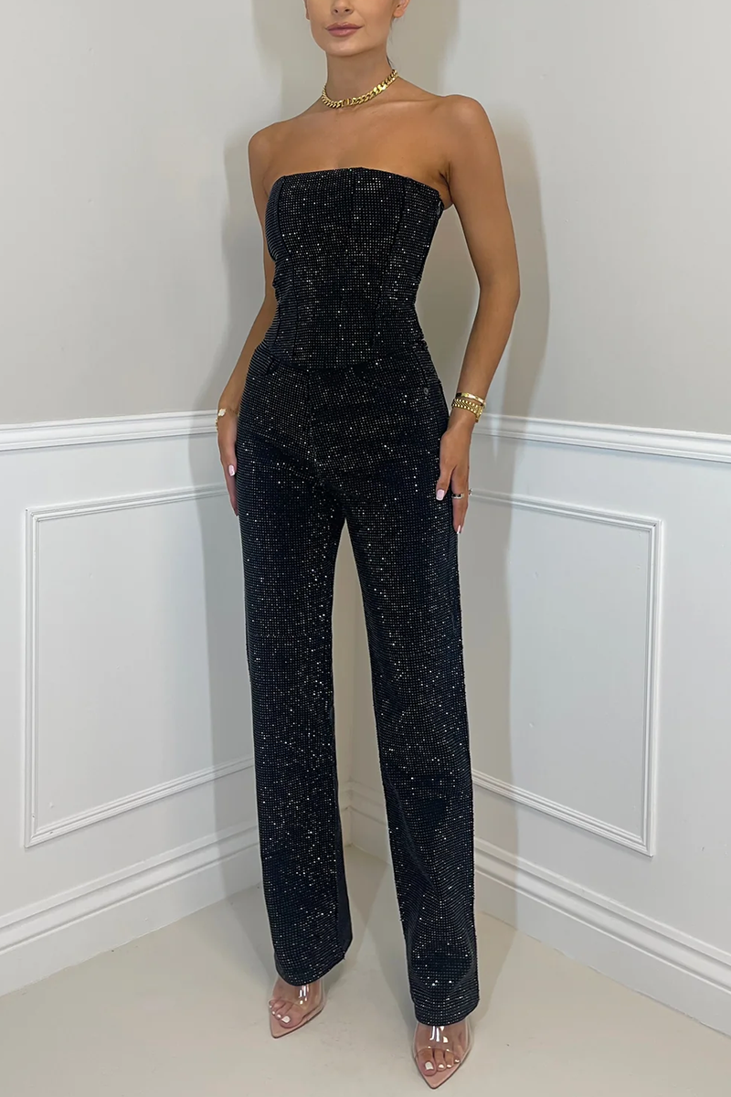 NORVIAS | Women's Off-Shoulder Diamond Pantsuit
