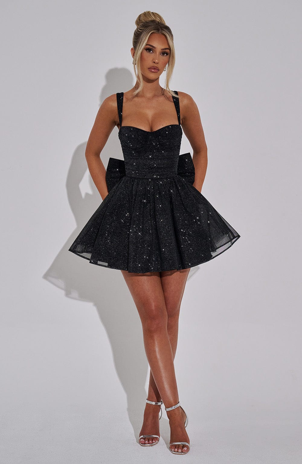 NORVIAS | Sparkle Mini Dress with Bow
