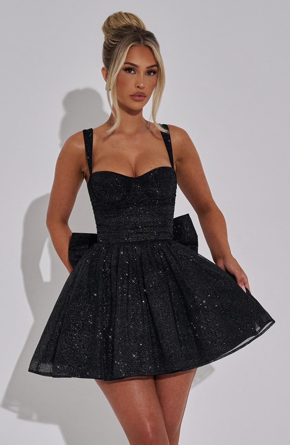 NORVIAS | Sparkle Mini Dress with Bow
